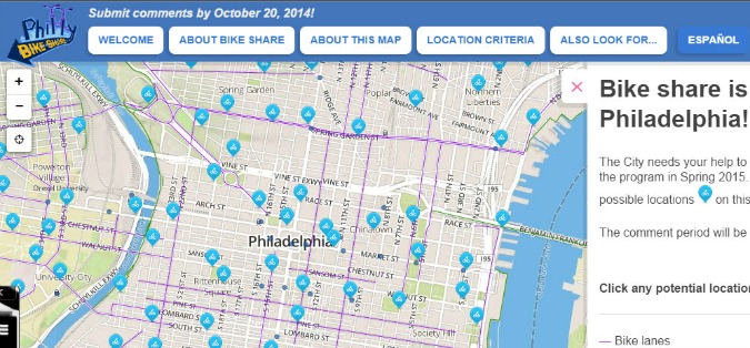 philly bike share location map