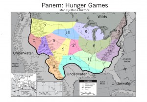 green themes of the Hunger Games with the Current Panem Map