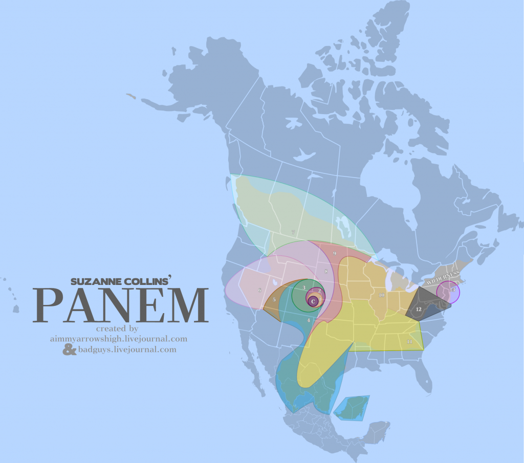 Map of Panem - is the hunger games green & Panem a result of lacking environmental & Sustainability?