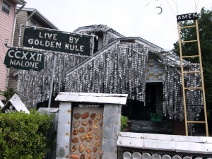 beer can house made of recycled cans in houston, texas