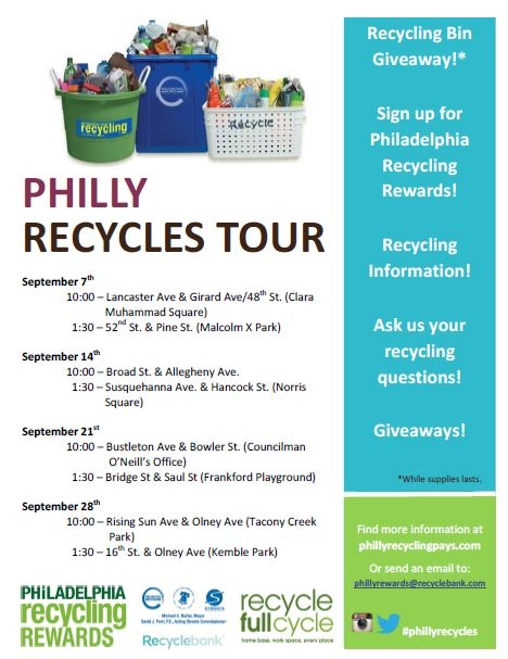 Philly Recycles Tour Kicks Off 9/7