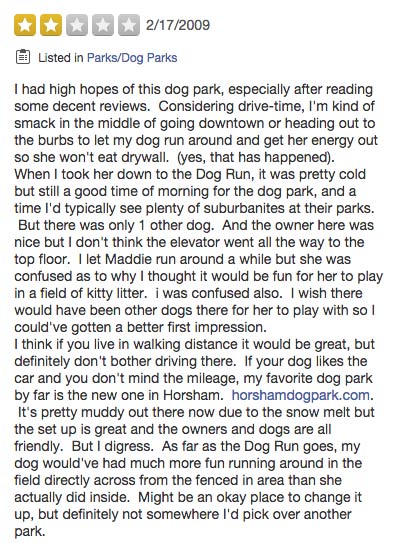 schulykill river dog park yelp ratings