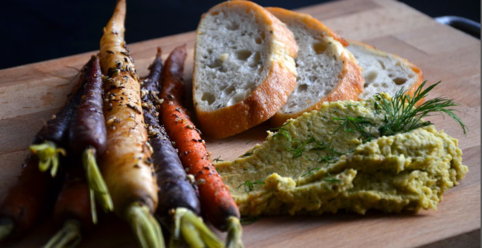 Spiced Little Carrots with Chickpea-Sauerkraut Puree Recipe