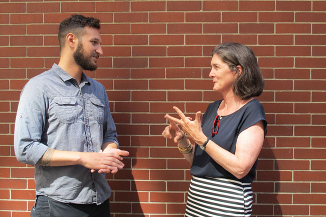 Bicycle Coalition Communications Manager Randy LoBasso and Executive Director Sarah Clark Stuart