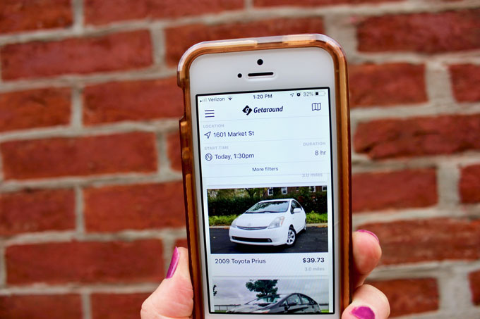 Getaround app to search for car rental listings