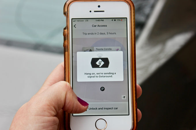 getaround unlock car with the app