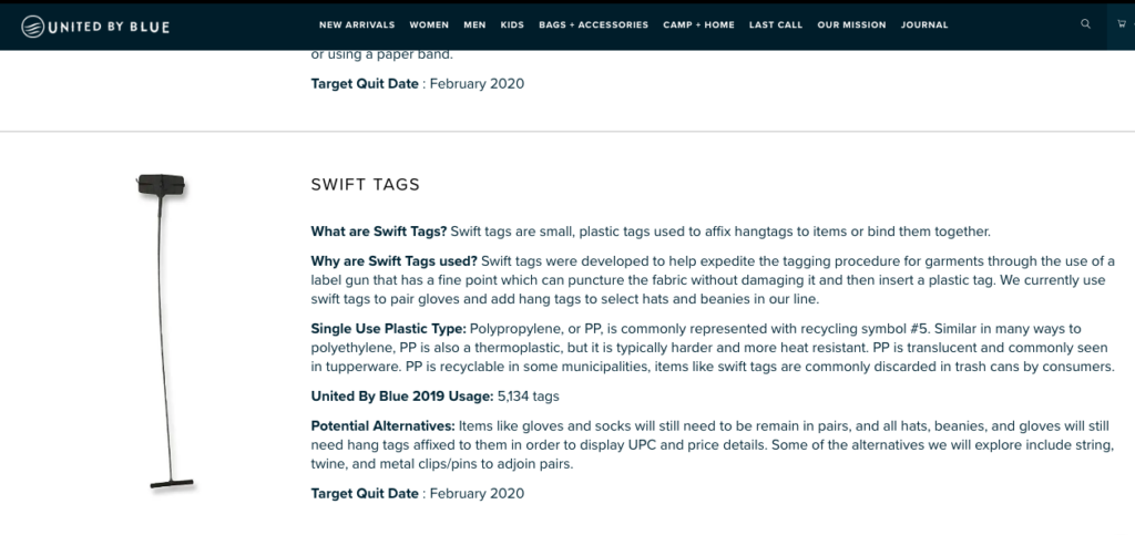 United by blue trim tags