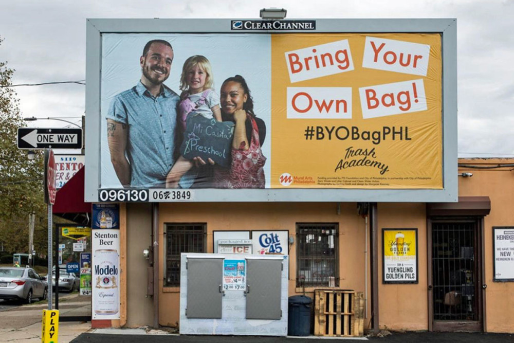 Why Mural Arts Placed Anti-Plastic Bag Billboards around Town Featuring Real Philadelphians