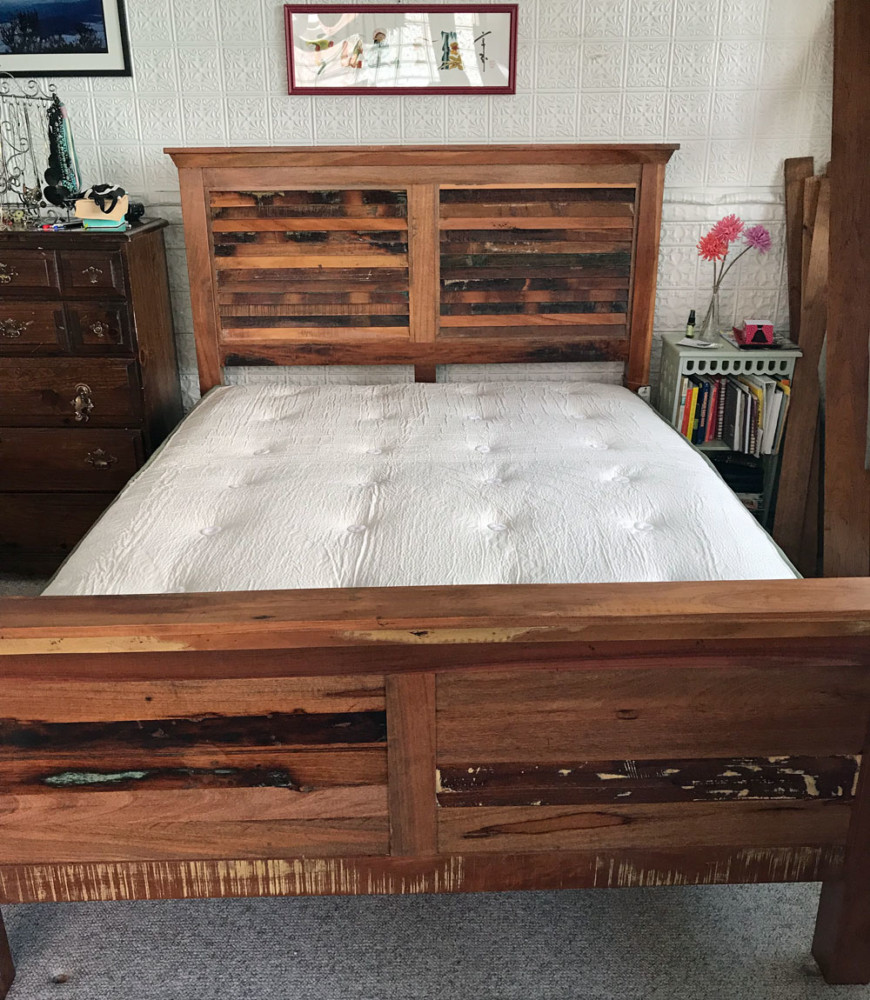 avocado mattress reclaimed wood bed
